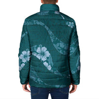 Aloha Hawaii Floral Tapa Padded Jacket Patchwork Teal - Polynesian Pride