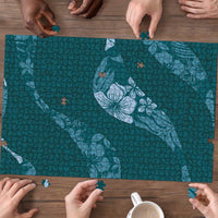 Aloha Hawaii Floral Tapa Puzzle Patchwork Teal - Polynesian Pride