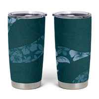 Aloha Hawaii Floral Tapa Tumbler Cup Patchwork Teal - Polynesian Pride