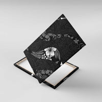 Aloha Hawaii Floral Tapa Canvas Wall Art Patchwork Charcoal LT7 With Frame Charcoal - Polynesian Pride