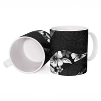 Aloha Hawaii Floral Tapa Ceramic Mug Patchwork Charcoal - Polynesian Pride