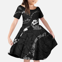Aloha Hawaii Floral Tapa Family Matching Mermaid Dress and Hawaiian Shirt Patchwork Charcoal - Polynesian Pride