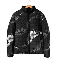 Aloha Hawaii Floral Tapa Padded Jacket Patchwork Charcoal - Polynesian Pride
