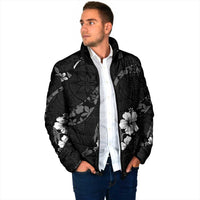 Aloha Hawaii Floral Tapa Padded Jacket Patchwork Charcoal - Polynesian Pride