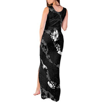 Aloha Hawaii Floral Tapa Tank Maxi Dress Patchwork Charcoal - Polynesian Pride