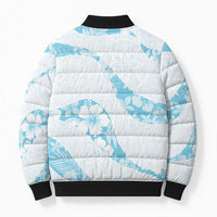 Aloha Hawaii Floral Tapa Bomber Puffer Jacket Patchwork Turquoise - Polynesian Pride