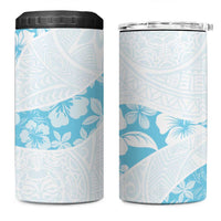 Aloha Hawaii Floral Tapa 4 in 1 Can Cooler Tumbler Patchwork Turquoise - Polynesian Pride