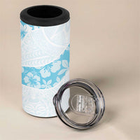 Aloha Hawaii Floral Tapa 4 in 1 Can Cooler Tumbler Patchwork Turquoise - Polynesian Pride