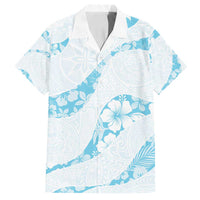 Aloha Hawaii Floral Tapa Family Matching Puletasi and Hawaiian Shirt Patchwork Turquoise - Polynesian Pride