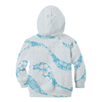 Aloha Hawaii Floral Tapa Kid Hoodie Patchwork Turquoise - Polynesian Pride
