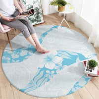 Aloha Hawaii Floral Tapa Round Carpet Patchwork Turquoise LT7 - Polynesian Pride