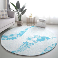 Aloha Hawaii Floral Tapa Round Carpet Patchwork Turquoise LT7 - Polynesian Pride
