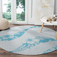 Aloha Hawaii Floral Tapa Round Carpet Patchwork Turquoise LT7 - Polynesian Pride