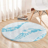 Aloha Hawaii Floral Tapa Round Carpet Patchwork Turquoise LT7 - Polynesian Pride