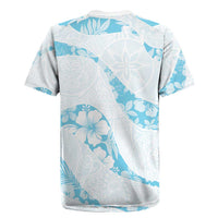 Aloha Hawaii Floral Tapa Rugby Jersey Patchwork Turquoise - Polynesian Pride