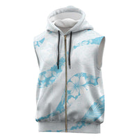 Aloha Hawaii Floral Tapa Sleeveless Zip Hoodie Patchwork Turquoise - Polynesian Pride