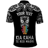 Personalised Kia Kaha Te Reo Maori Polo Shirt Hei Tiki Mix Koru - Black LT7 - Polynesian Pride
