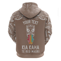 Personalised Kia Kaha Te Reo Maori Hoodie Hei Tiki Mix Koru - Brown LT7 - Polynesian Pride