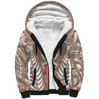 Personalised Kia Kaha Te Reo Maori Sherpa Hoodie Hei Tiki Mix Koru - Brown LT7 Unisex Brown - Polynesian Pride