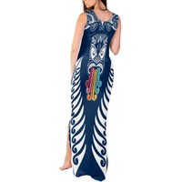 Personalised Kia Kaha Te Reo Maori Tank Maxi Dress Hei Tiki Mix Koru - Navy Blue LT7 - Polynesian Pride