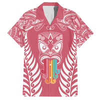 Personalised Kia Kaha Te Reo Maori Family Matching Off Shoulder Maxi Dress and Hawaiian Shirt Hei Tiki Mix Koru - Pink LT7 Mom's Dress Pink - Polynesian Pride