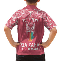 Personalised Kia Kaha Te Reo Maori Family Matching Summer Maxi Dress and Hawaiian Shirt Hei Tiki Mix Koru - Pink LT7 - Polynesian Pride