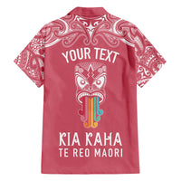Personalised Kia Kaha Te Reo Maori Family Matching Tank Maxi Dress and Hawaiian Shirt Hei Tiki Mix Koru - Pink LT7 - Polynesian Pride