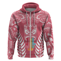 Personalised Kia Kaha Te Reo Maori Hoodie Hei Tiki Mix Koru - Pink LT7 - Polynesian Pride