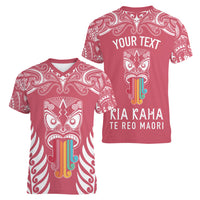 personalised-kia-kaha-te-reo-maori-women-v-neck-t-shirt-hei-tiki-mix-koru-pink