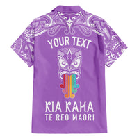 personalised-kia-kaha-te-reo-maori-family-matching-off-shoulder-long-sleeve-dress-and-hawaiian-shirt-hei-tiki-mix-koru-purple