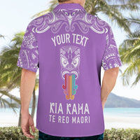 Personalised Kia Kaha Te Reo Maori Hawaiian Shirt Hei Tiki Mix Koru - Purple LT7 - Polynesian Pride