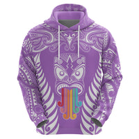 Personalised Kia Kaha Te Reo Maori Hoodie Hei Tiki Mix Koru - Purple LT7 - Polynesian Pride