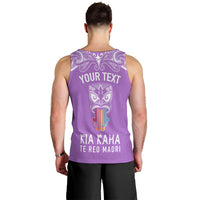 Personalised Kia Kaha Te Reo Maori Men Tank Top Hei Tiki Mix Koru - Purple LT7 - Polynesian Pride
