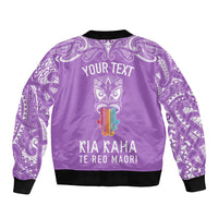 personalised-kia-kaha-te-reo-maori-sleeve-zip-bomber-jacket-hei-tiki-mix-koru-purple