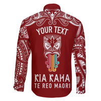 Personalised Kia Kaha Te Reo Maori Family Matching Off Shoulder Maxi Dress and Hawaiian Shirt Hei Tiki Mix Koru - Red LT7 - Polynesian Pride