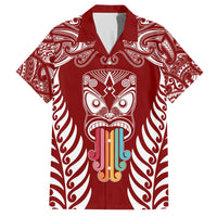 Personalised Kia Kaha Te Reo Maori Family Matching Off Shoulder Maxi Dress and Hawaiian Shirt Hei Tiki Mix Koru - Red LT7 Mom's Dress Red - Polynesian Pride