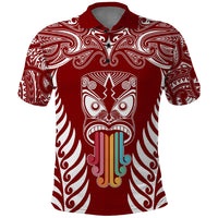 Personalised Kia Kaha Te Reo Maori Polo Shirt Hei Tiki Mix Koru - Red LT7 Red - Polynesian Pride
