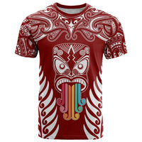 Personalised Kia Kaha Te Reo Maori T Shirt Hei Tiki Mix Koru - Red LT7 Red - Polynesian Pride