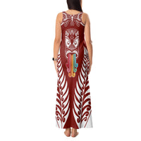 Personalised Kia Kaha Te Reo Maori Tank Maxi Dress Hei Tiki Mix Koru - Red LT7 - Polynesian Pride