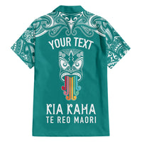 personalised-kia-kaha-te-reo-maori-family-matching-off-shoulder-long-sleeve-dress-and-hawaiian-shirt-hei-tiki-mix-koru-teal