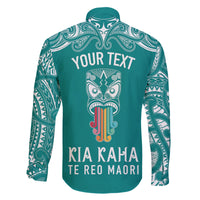 personalised-kia-kaha-te-reo-maori-family-matching-off-shoulder-long-sleeve-dress-and-hawaiian-shirt-hei-tiki-mix-koru-teal