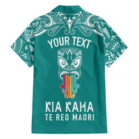 Personalised Kia Kaha Te Reo Maori Family Matching Tank Maxi Dress and Hawaiian Shirt Hei Tiki Mix Koru - Teal LT7 - Polynesian Pride