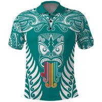 Personalised Kia Kaha Te Reo Maori Polo Shirt Hei Tiki Mix Koru - Teal LT7 Teal - Polynesian Pride