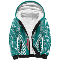 Personalised Kia Kaha Te Reo Maori Sherpa Hoodie Hei Tiki Mix Koru - Teal LT7 Unisex Teal - Polynesian Pride