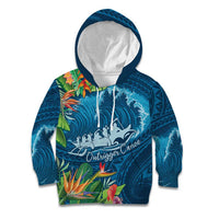 Outrigger Canoe Blue Kid Hoodie On The Waves