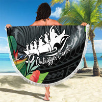 Outrigger Canoe Black Beach Blanket On The Waves
