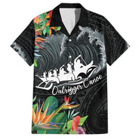 Outrigger Canoe Black Family Matching Off Shoulder Short Dress and Hawaiian Shirt On The Waves LT7 Dad's Shirt - Short Sleeve Black - Polynesian Pride