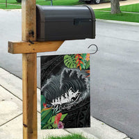 Outrigger Canoe Black Garden Flag On The Waves