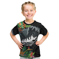 Outrigger Canoe Black Kid T Shirt On The Waves LT7 Black - Polynesian Pride