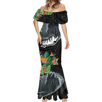 Outrigger Canoe Black Mermaid Dress On The Waves LT7 - Polynesian Pride